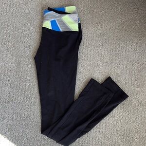 Black Kids Leggings with Colorful Waistband
